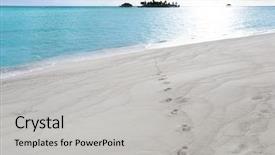  Presentation with footprints sand - Slide deck consisting of human footprints on beach sand background and a  colored foreground