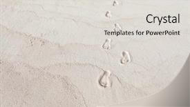  Presentation with footprints sand - PPT layouts with human footprints on beach sand background and a  colored foreground