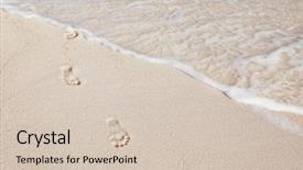  Presentation with footprints sand - Cool new slides with human footprints on beach sand backdrop and a  colored foreground