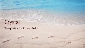  Presentation with footprints sand - Presentation with human footprints on beach sand background and a  colored foreground