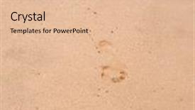  Presentation with footprints sand - Presentation theme featuring human footprints on the beach sand background and a lemonade colored foreground