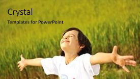  Presentation with happiness - Beautiful presentation theme featuring human freedom happiness in nature backdrop and a gold colored foreground