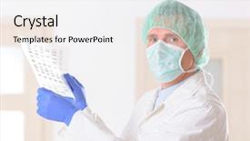  Presentation with dna sequence - Amazing PPT theme having anal - scientist analizing dna sequence backdrop and a white colored foreground