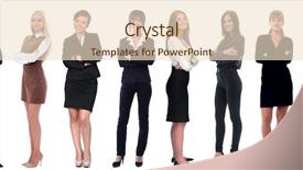  Presentation with business women - Presentation with human growth development - panoramic collage of a group background and a lemonade colored foreground