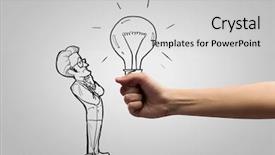  Presentation with funny - Beautiful presentation theme featuring human hand and caricature backdrop and a light gray colored foreground