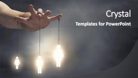  Presentation with fingers - Colorful slide set enhanced with human hand and people hanging backdrop and a dark gray colored foreground