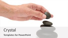  Presentation with human body reflex - Audience pleasing presentation theme consisting of human hand and several stones backdrop and a white colored foreground