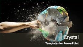  Presentation with destruction - Slides enhanced with human hand breaking earth background and a tawny brown colored foreground