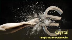  Presentation with euro - Audience pleasing presentation consisting of human hand breaking euro backdrop and a tawny brown colored foreground