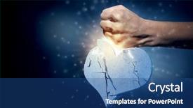  Presentation with human heart - Presentation design consisting of human hand breaking stone heart background and a ocean colored foreground