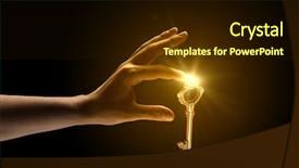  Presentation with gold start - Slide deck with human hand catching gold background and a wine colored foreground