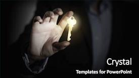  Presentation with gold start - PPT theme featuring human hand catching gold background and a black colored foreground