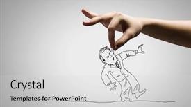  Presentation with cartoon - Slides enhanced with human hand catching running background and a light gray colored foreground