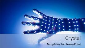  Presentation with led lights - Beautiful presentation featuring human-hand-covered-with-blue backdrop and a light blue colored foreground