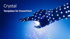  Presentation with led lights - Cool new PPT layouts with human-hand-covered-with-blue backdrop and a navy blue colored foreground