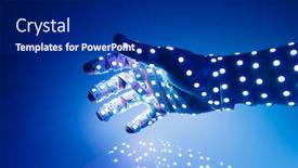  Presentation with led lights - Slide deck enhanced with human-hand-covered-with-blue background and a navy blue colored foreground