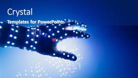  Presentation with led lights - Amazing slide deck having human-hand-covered-with-blue backdrop and a navy blue colored foreground