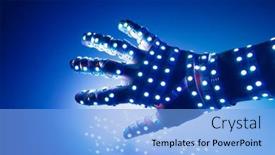 Presentation with led lights - Slide set featuring human-hand-covered-with-blue background and a light blue colored foreground