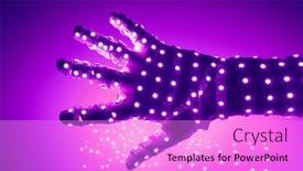  Presentation with led lights - Amazing PPT theme having human-hand-covered-with-purple backdrop and a lilac colored foreground