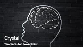  Presentation with black hand - Cool new presentation design with human hand drawing brain backdrop and a dark gray colored foreground