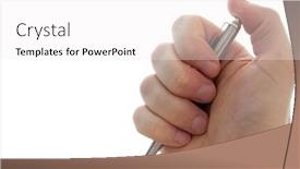  Presentation with pen - Presentation enhanced with human-hand-holding-a-pen background and a white colored foreground