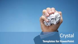  Presentation with human - PPT theme featuring human-hand-holding-a-scrunched background and a teal colored foreground