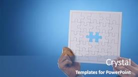  Presentation with jigsaw - Amazing presentation having human hand holding an incomplete backdrop and a teal colored foreground