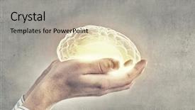  Presentation with human brain - Slide deck enhanced with human hand holding brain background and a light gray colored foreground