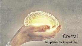  Presentation with human brain - Cool new PPT layouts with human hand holding brain backdrop and a mint green colored foreground