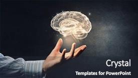  Presentation with human brain - Cool new PPT layouts with human hand holding brain backdrop and a wine colored foreground
