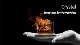  Presentation with hand holding pencil - Theme with human hand holding burning laptop background and a  colored foreground