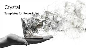  Presentation with hand holding puzzle piece - Cool new theme with portrait of couple holding glass of wine in park backdrop and a coral colored foreground