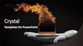  Presentation with robots and human - Beautiful PPT theme featuring room interior with plants and backdrop and a  colored foreground.