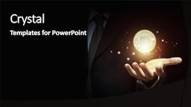  Presentation with value gold euro - Colorful presentation design enhanced with human hand holding golden euro backdrop and a  colored foreground