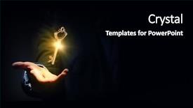  Presentation with hand holding puzzle piece - Presentation theme enhanced with human hand holding golden key background and a black colored foreground