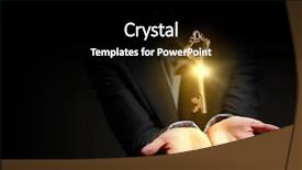  Presentation with human - Audience pleasing slides consisting of human hand holding golden key backdrop and a black colored foreground