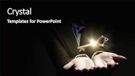  Presentation with human - Cool new PPT theme with human hand holding golden key backdrop and a black colored foreground