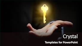  Presentation with human - Colorful slides enhanced with human hand holding golden key backdrop and a wine colored foreground