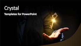  Presentation with human - Beautiful presentation design featuring human hand holding golden key backdrop and a black colored foreground