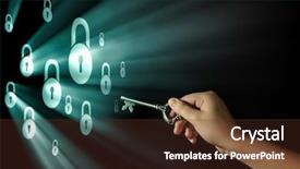  Presentation with lock key - PPT layouts with human hand holding key background and a tawny brown colored foreground