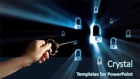  Presentation with lock key - Slide deck featuring human hand holding key background and a ocean colored foreground