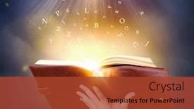  Presentation with magic book - PPT layouts having human hand holding magic book background and a red colored foreground