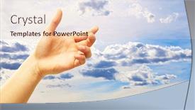  Presentation with human - Presentation theme enhanced with grasping - human hand holding outdoor background and a lemonade colored foreground