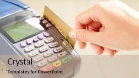  Presentation with human machine - Audience pleasing presentation theme consisting of human hand holding plastic card backdrop and a soft green colored foreground