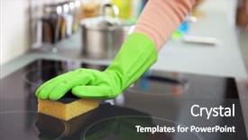  Presentation with hand washing - Presentation theme having human hand in protective gloves background and a dark gray colored foreground