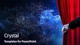  Presentation with red curtain - Slide set with human hand in white glove background and a navy blue colored foreground