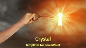  Presentation with human lifecycle - Presentation theme having human hand inserting key background and a tawny brown colored foreground