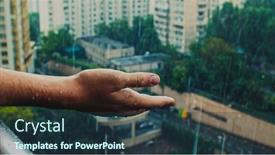  Presentation with hand palm - PPT theme consisting of human-hand-of-an-young background and a tawny brown colored foreground