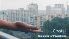  Presentation with rain water - Presentation theme featuring human-hand-of-an-young and a ocean colored foreground