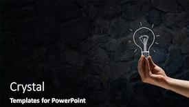  Presentation with light bulb - Presentation with human-hand-on-dark-background background and a black colored foreground